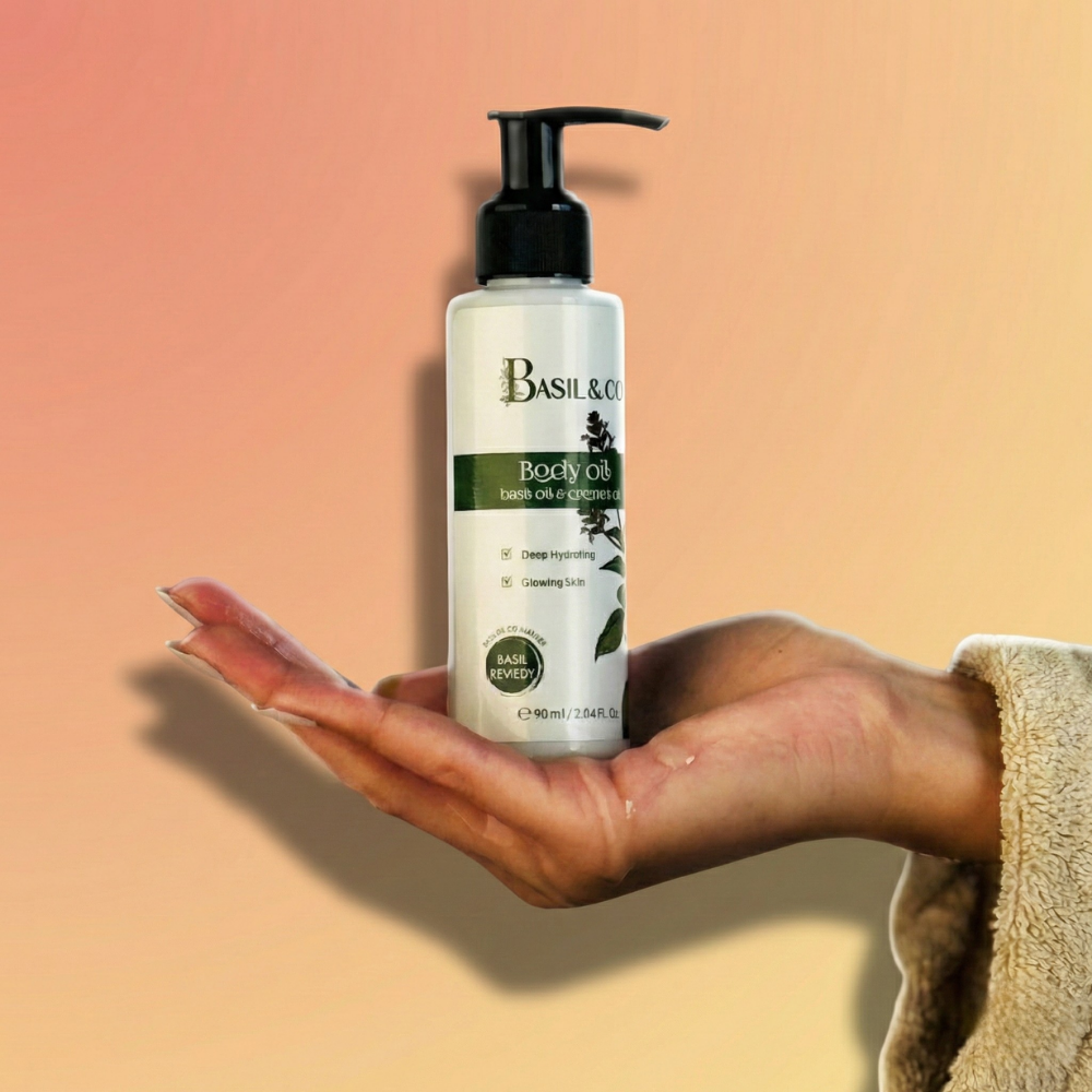 Basil and coconut body oil, non-greasy, S&R Beauty, photo 3